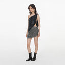 SELF-PORTRAIT ONE SHOULDER RHINESTONES TOP BLACK