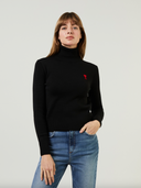 AMI PARIS LOGO PULL TURTLENECK BLACK