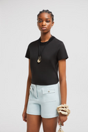 MONCLER T-SHIRT CROCHET ACCENT BLACK