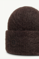 MONCLER LOGO BEANIE TONAL DARK BROWN