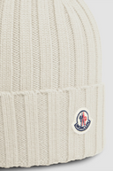 MONCLER LOGO BEANIE ECRU