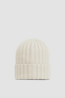 MONCLER LOGO BEANIE ECRU