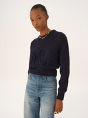 CHLOÉ CROPPED LOGO KNIT NAVY