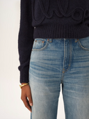 CHLOÉ CROPPED LOGO KNIT NAVY
