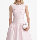 SELF-PORTRAIT PINK TAFETA DRESS MIDI