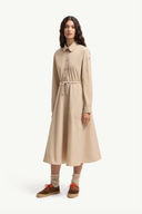 MONCLER POPLIN MIDI SHIRT DRESS BEIGE