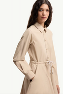 MONCLER POPLIN MIDI SHIRT DRESS BEIGE