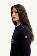 MONCLER EMBROIDERED LOGO PULL DARK BLUE
