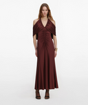 SELF-PORTRAIT DRAPE MIDI DRESS BROWN