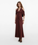 SELF-PORTRAIT DRAPE MIDI DRESS BROWN