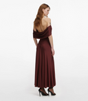 SELF-PORTRAIT DRAPE MIDI DRESS BROWN