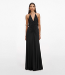 SELF-PORTRAIT LONG GATHERED DRESS BLACK