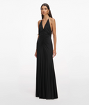 SELF-PORTRAIT LONG GATHERED DRESS BLACK