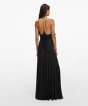 SELF-PORTRAIT LONG GATHERED DRESS BLACK