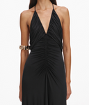 SELF-PORTRAIT LONG GATHERED DRESS BLACK