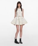 SELF-PORTRAIT DENIM BRODERIE DRESS CREAM