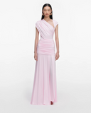 SELF-PORTRAIT LONG DRAPED DRESS PINK