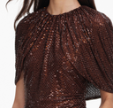 SELF-PORTRAIT RHINESTONE CAPE SLEEVE TOP BROWN