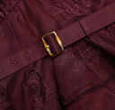 SELF-PORTRAIT PLUM LINEN BLEND PEPLUM MIDI DRESS BURGUNDY