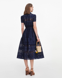 SELF-PORTRAIT COLLARED MIDI DRESS NAVY