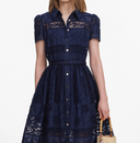 SELF-PORTRAIT COLLARED MIDI DRESS NAVY