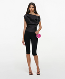 SELF-PORTRAIT DRAPED TAFFETA TOP BLACK