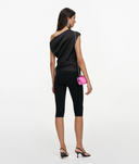 SELF-PORTRAIT DRAPED TAFFETA TOP BLACK