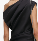 SELF-PORTRAIT DRAPED TAFFETA TOP BLACK