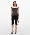 SELF-PORTRAIT OFF SHOULDER COLLAR TOP BROWN