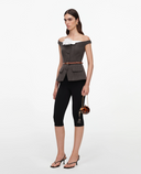 SELF-PORTRAIT OFF SHOULDER COLLAR TOP BROWN