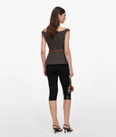 SELF-PORTRAIT OFF SHOULDER COLLAR TOP BROWN