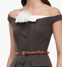SELF-PORTRAIT OFF SHOULDER COLLAR TOP BROWN