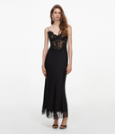 SELF-PORTRAIT SATIN LACE DRESS BLACK
