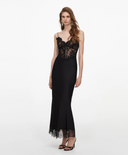 SELF-PORTRAIT SATIN LACE DRESS BLACK