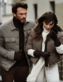 MONCLER SEBOUNE SHORT DOWN JACKET CHECKERED BROWN