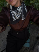 LESCARF CASHMERE STRIPED SCARF BLACK 65CM