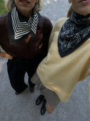 LESCARF CASHMERE STRIPED SCARF BLACK 65CM