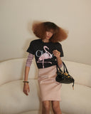CHLOÉ GENEROUS LOGO FLAMINGO T-SHIRT BLACK