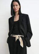 TOTEME CENTERED MONOGRAM SILK SCARF CREAM