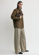 TOTEME T-LOCK CLUTCH SUEDE BROWN