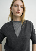 TOTEME PULL V-NECK CHARCOAL