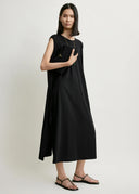 TOTEME TIE-WAIST JERSEY DRESS BLACK