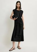 TOTEME TIE-WAIST JERSEY DRESS BLACK