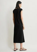 TOTEME TIE-WAIST JERSEY DRESS BLACK