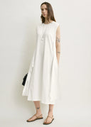 TOTEME TIE-WAIST JERSEY DRESS OFF WHITE