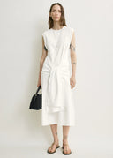 TOTEME TIE-WAIST JERSEY DRESS OFF WHITE