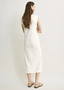 TOTEME TIE-WAIST JERSEY DRESS OFF WHITE