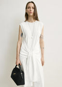 TOTEME TIE-WAIST JERSEY DRESS OFF WHITE