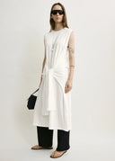 TOTEME TIE-WAIST JERSEY DRESS OFF WHITE