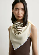 TOTEME CENTERED MONOGRAM SILK SCARF MACADAMIA